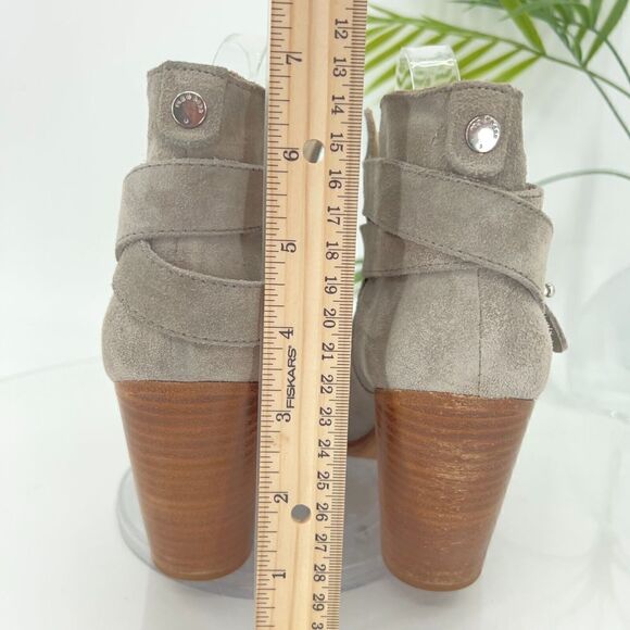 Rag & Bone Harrow Ankle Boots Women's Size 39 9 Grey Suede Leather Strap Heel - Picture 8 of 15